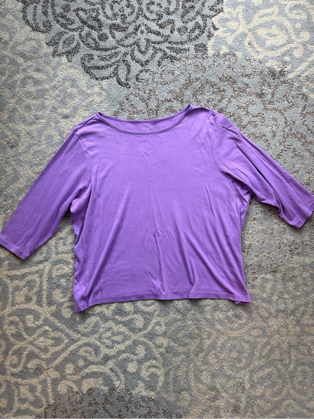 L.L. Bean 3/4 Sleeve Supima Cotton Top Purple 3X